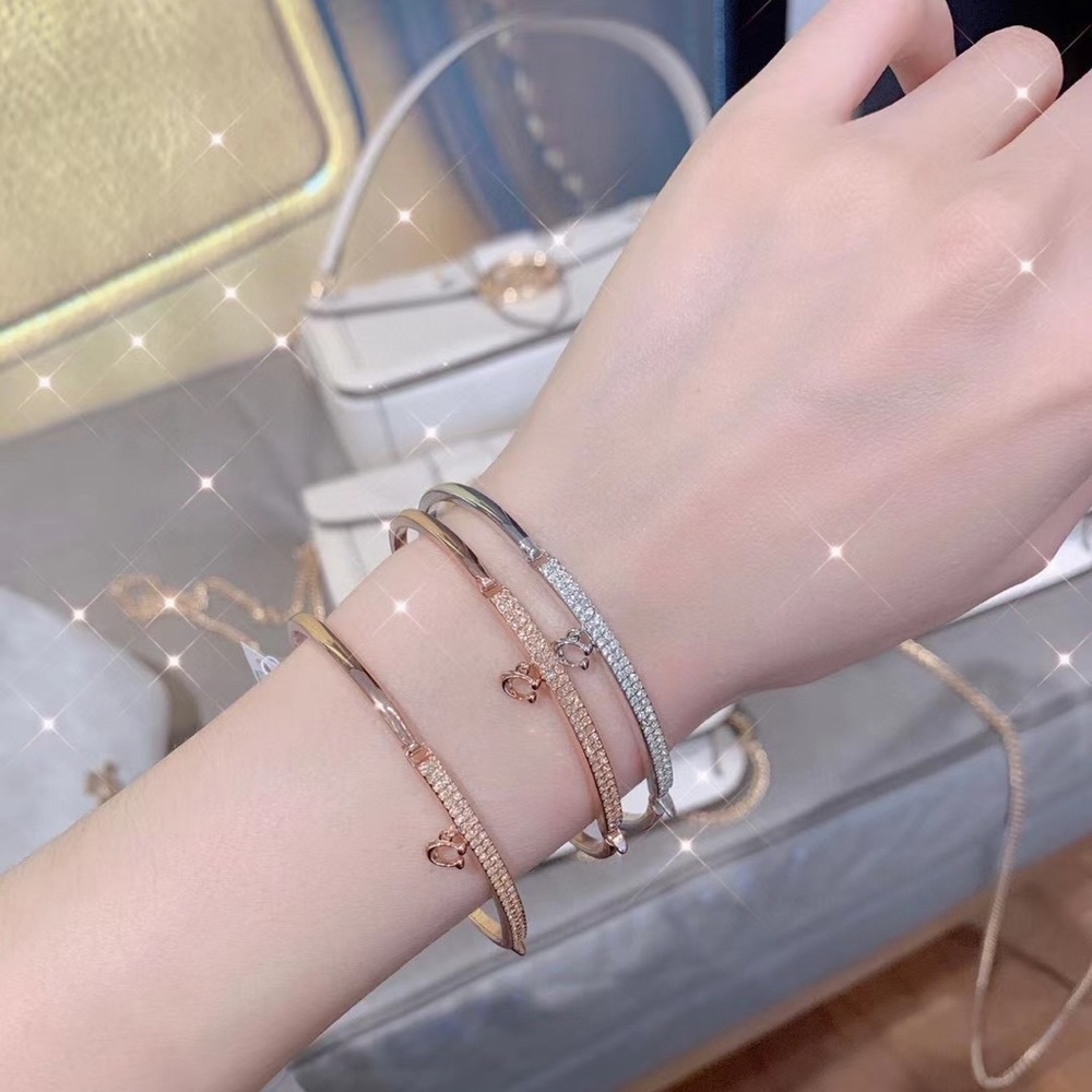 coach Signature Pave Bar Hinged Bangle 【silver color】